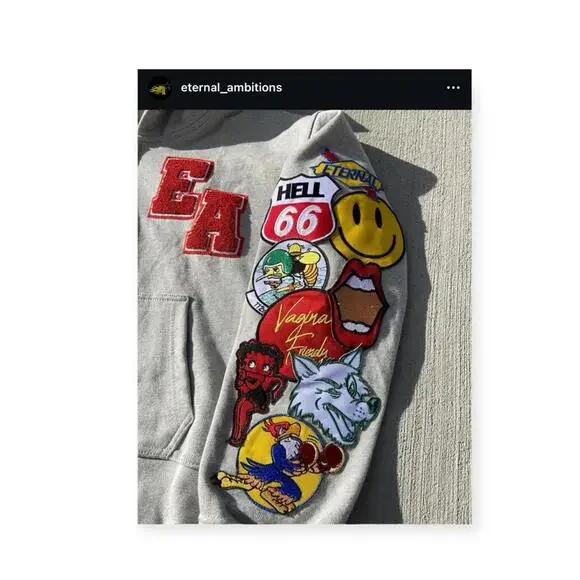 Limited Edition: new Eternal Ambitions ↯ Patch Work Hoodie ↯ Sweatshirt Grey ↯ L - Picture 4 of 16